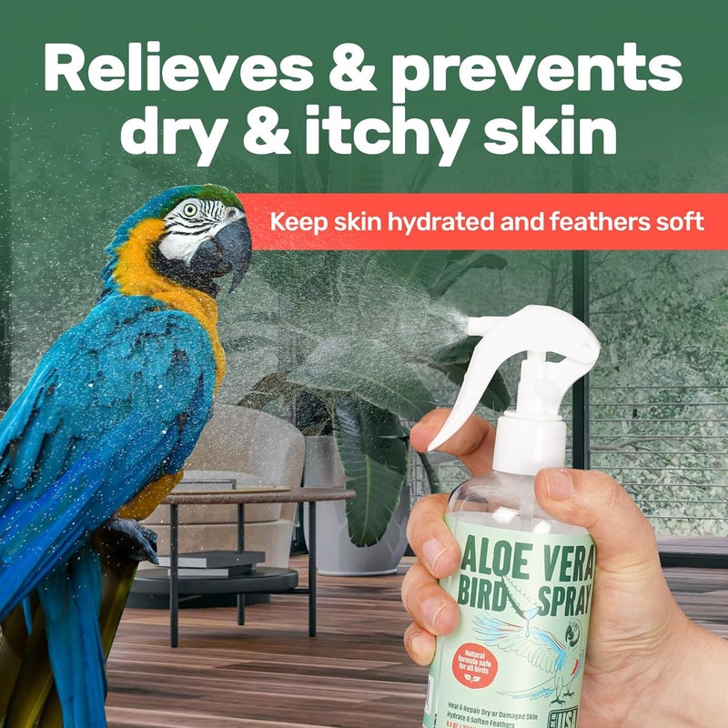 Samorillo Aloe Vera Bird Spray - 8.5oz/251mL - [Made in USA] - Non-Toxic Bird Bath Relieves Dry/Itchy Skin & Softens Feathers - Safe & Effective for All Birds - Promote Healthy Plumage - Odor-Free - Image 2